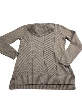 Calvin Klein Womens Knit Pullover Sweater With Cowl Neck & Chevron Detail Size M